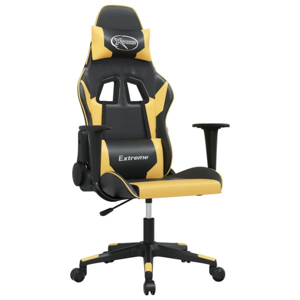 Gamingstol svart och guld konstläder
