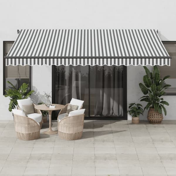 Markis automatiskt infällbar 450x350 cm antracit&vit