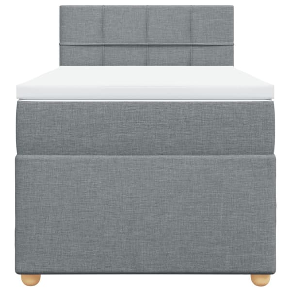 Ramsäng med madrass ljusgrå 90x190 cm tyg