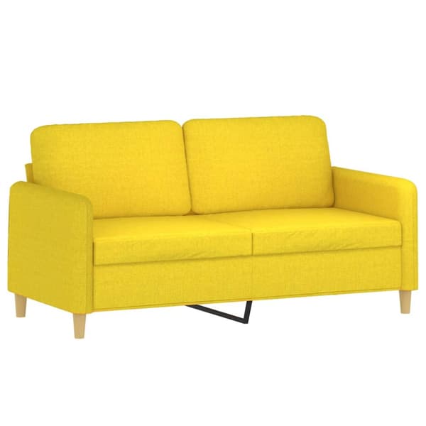 2-sits soffa med prydnadskuddar ljusgul 140 cm tyg