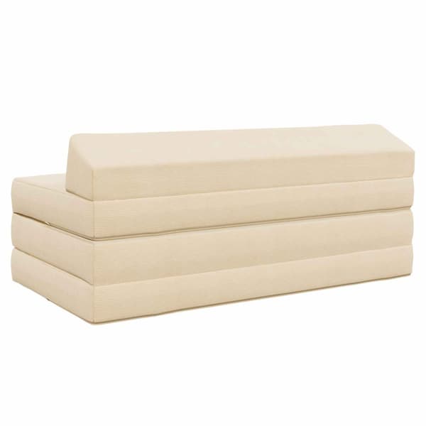 Fällbar Soffbed Gräddvit 120 x 60 x 49 cm Tyg