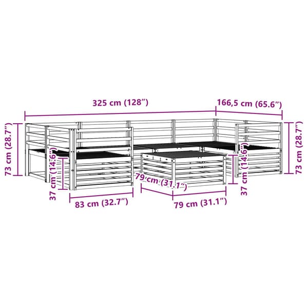 Utomhussoffset 7 pcs Naturfärg
