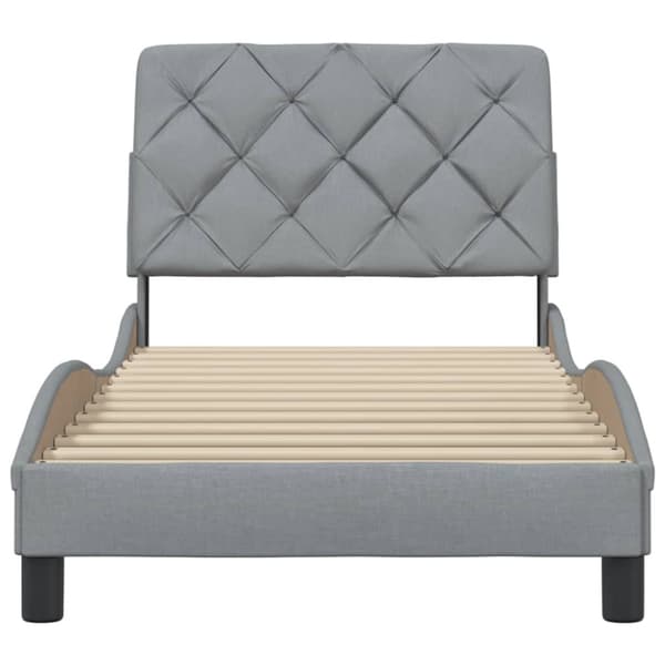 Bed Frame without Mattress Light Grey 90x190 cm Fabric