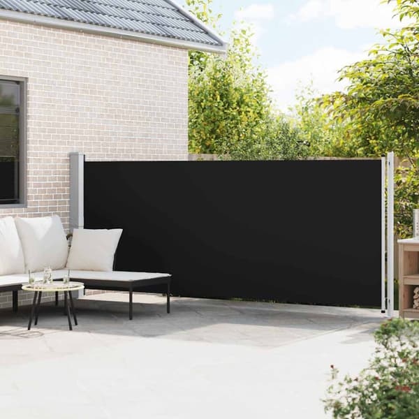 Infällbar sidomarkis 600x160 cm svart