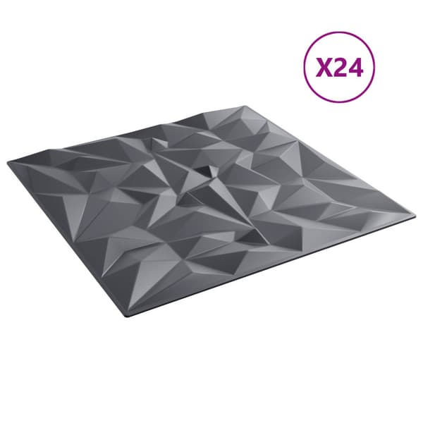 Väggpaneler 24 pcs Amethyst Grå 50 x 50 cm XPS Skum