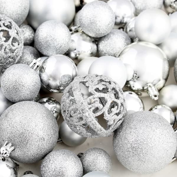 Julgranskulor 100 delar set 3/4/6 cm silver