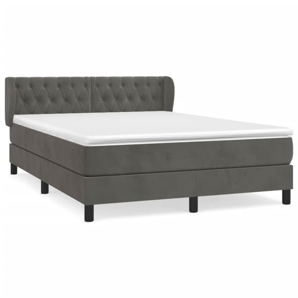 Ramsäng med madrass mörkgrå 140x190 cm sammet