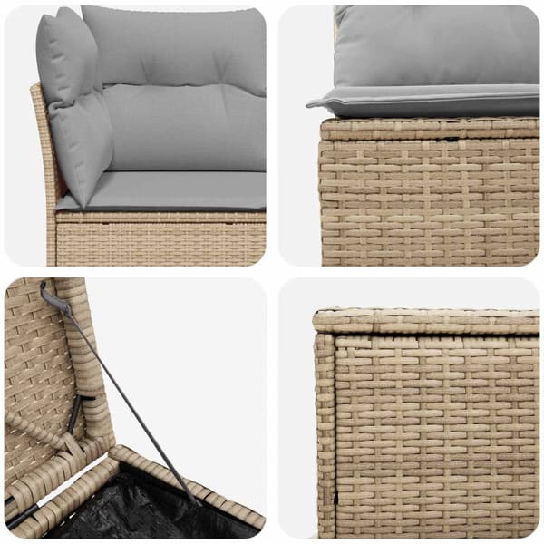 Soffset 5 st Beige och Ljusgrå Poly Rattan och stål