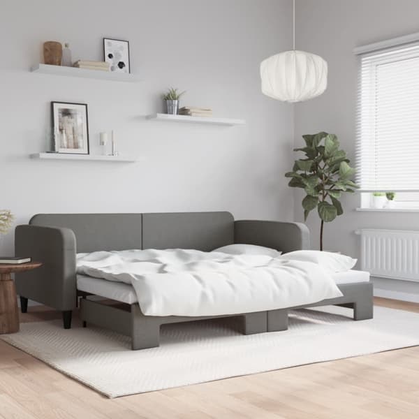 Dagbädd utdragbar mörkgrå 90x200 cm tyg
