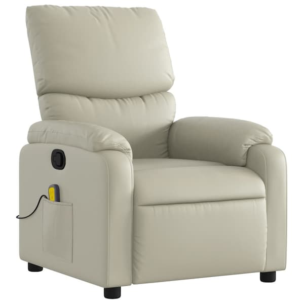 Massagefåtölj krämfärgad konstläder