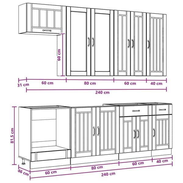 Köksenhet LUCCA 8 pcs Betonggrå Konstruerat trä