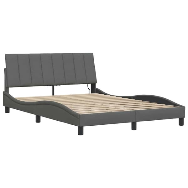 Bed Frame without Mattress "Hanko" Dark Grey 120x200cm Fabric
