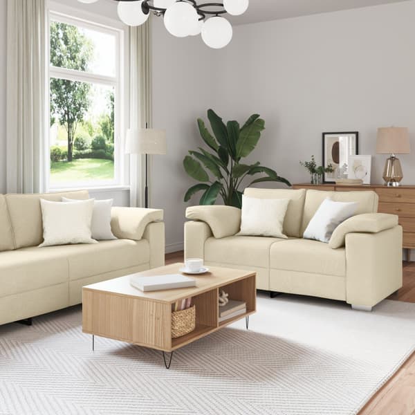 Soffa 2 pcs Kräm 219 x 80 x 82 cm tyg