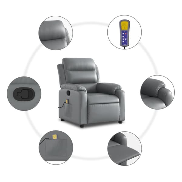 Massagefåtölj grå konstläder