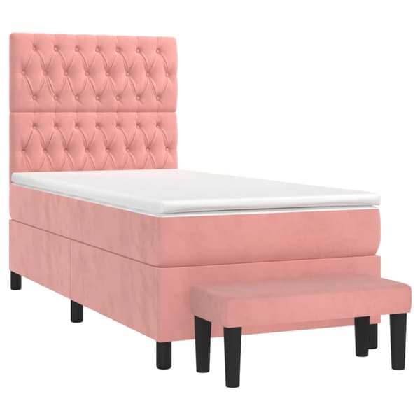Ramsäng med madrass rosa 80x200 cm sammet