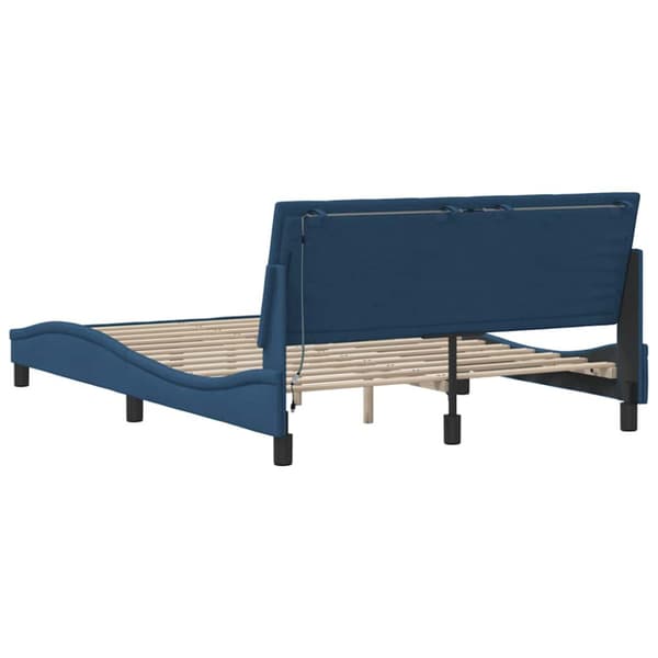 Bed Frame without Mattress "Hanko" Blue 140x200cm Fabric