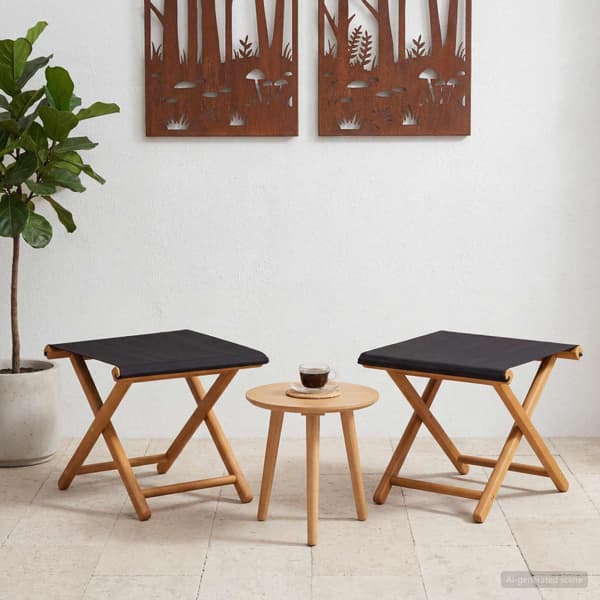 Deck Chair 2 pcs Massiv Eukalyptus Trä Svart