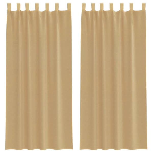 Voile gardiner med stångfickor 2 st sand