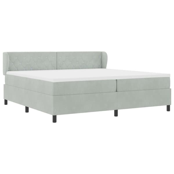 Bäddfjäder med madrass Ljusgrå 200 x 200 cm Sammet