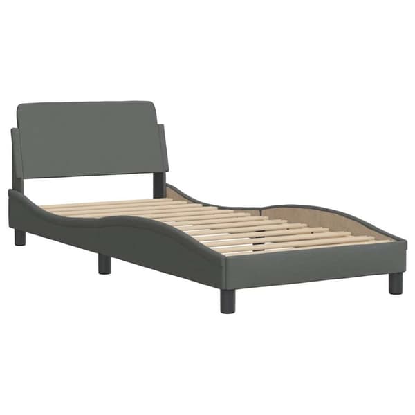 Bed Frame with LED without Mattress Dark Grey 90x200 cm Fabric