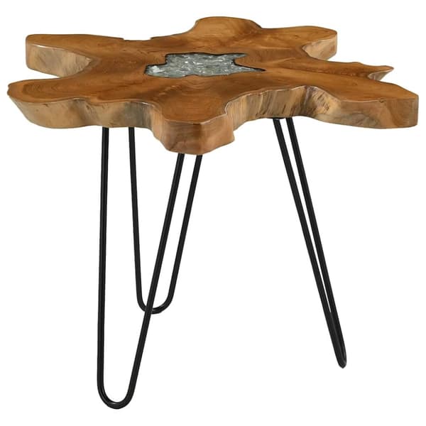 Soffbord 70x45 cm massiv teak och polyresin