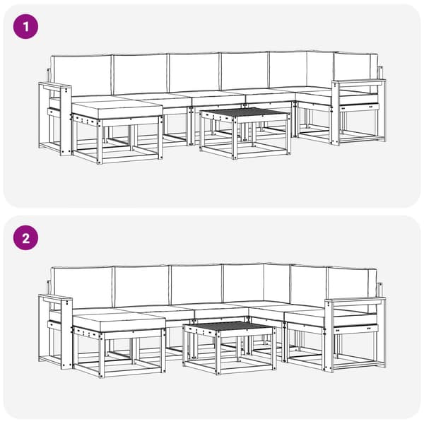 Utomhussoffset med kudde 8 pcs Vit och antracit Polyester