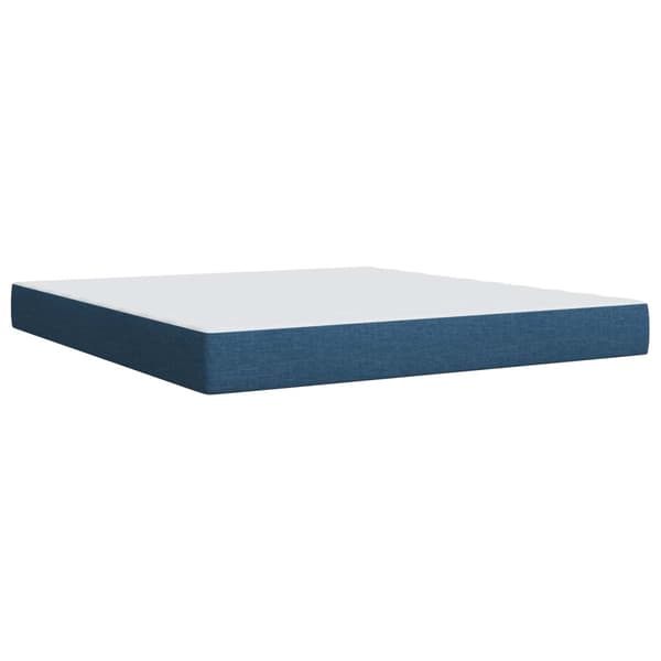 Boxspring säng med madrass och LED Blå 180 x 200 cm Tyg
