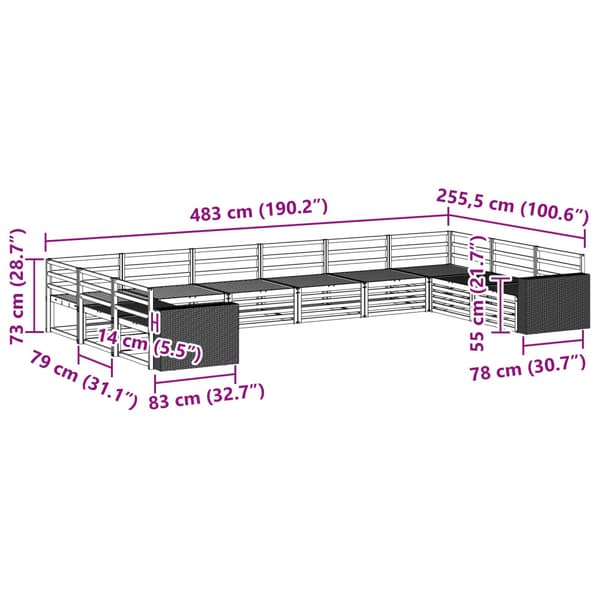 Soffgrupper 10 pcs Massivt Akaciaträ