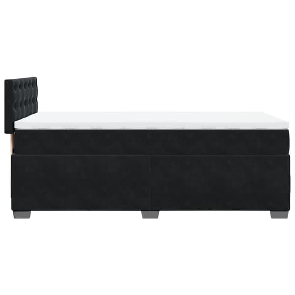 Ramsäng med madrass svart 90x200 cm sammet