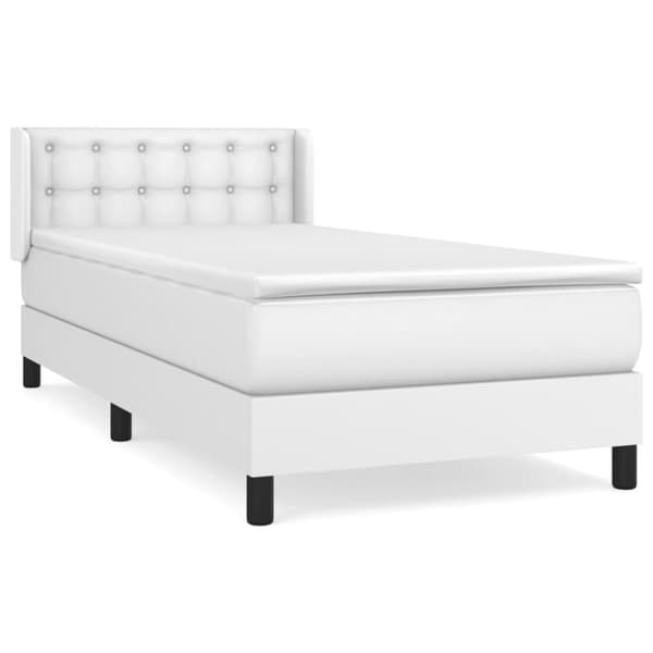 Ramsäng med madrass vit 90x190 cm konstläder