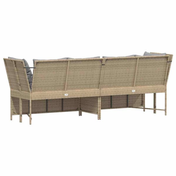 Trädgårdssoffa med dynor beige konstrotting