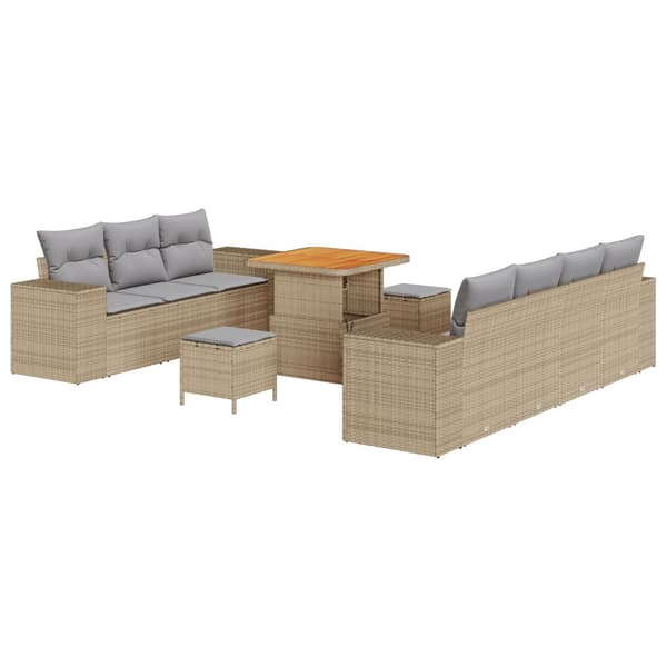 Trädgårdsoffset 10 pcs Beige konstrotting