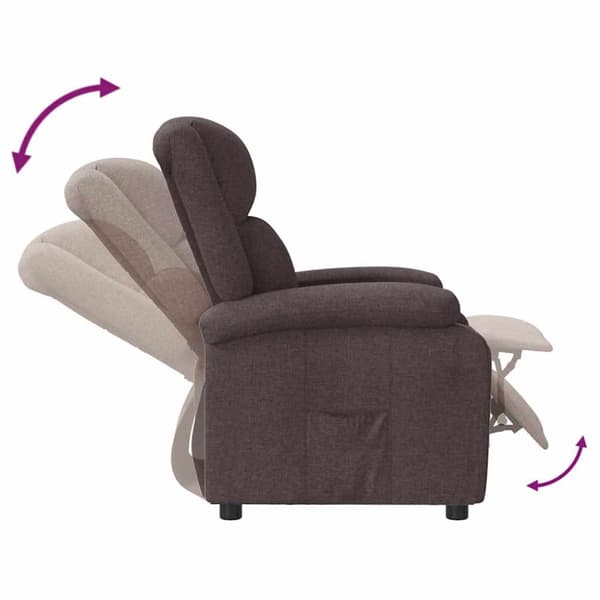 Reclinerfåtölj mörkbrun tyg