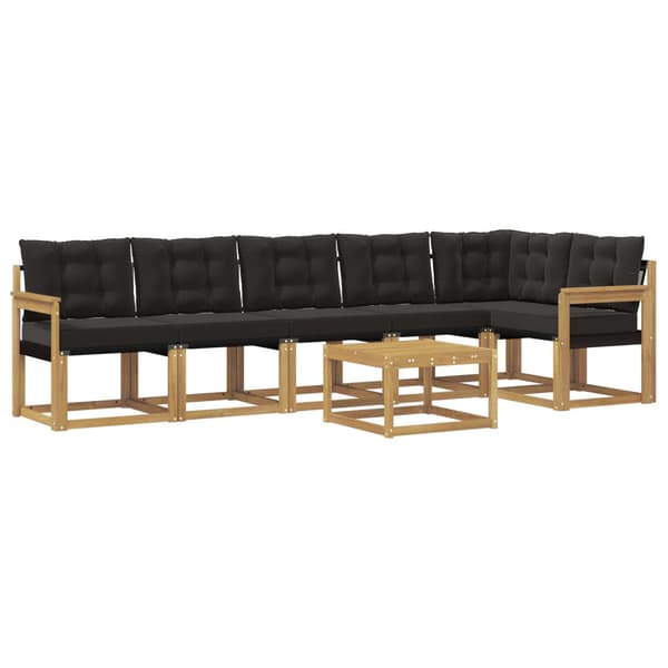 Utomhussoffset med kudde 7 pcs Vit och svart