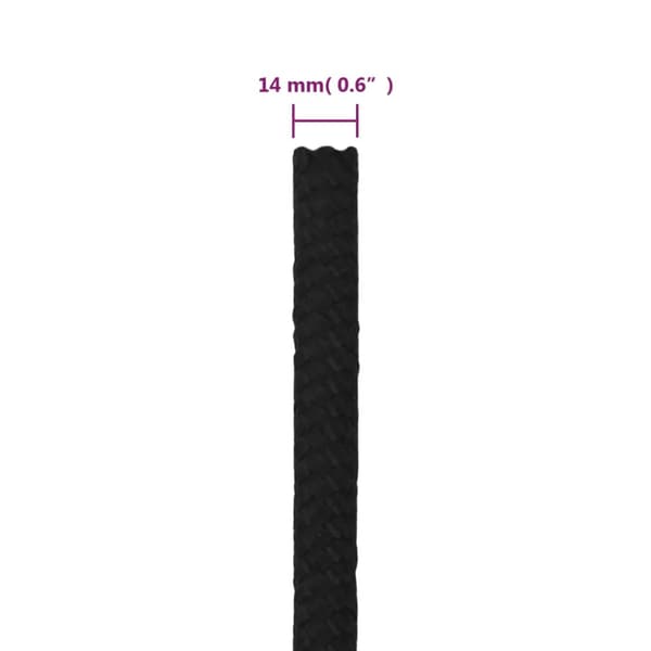 Rep svart 14 mm 250 m polyester