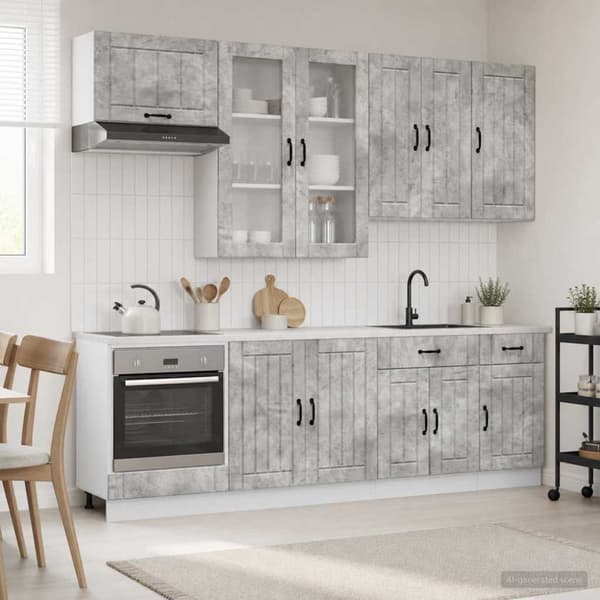 Köksenhet LUCCA 8 pcs Betonggrå Konstruerat trä