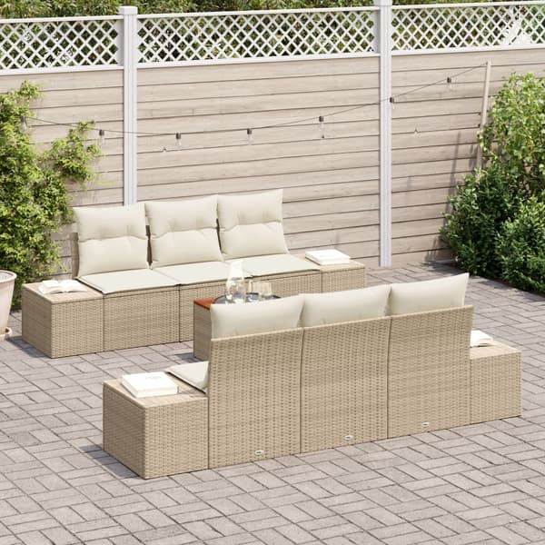 Trädgårdsoffset 7 st Beige konstrotting