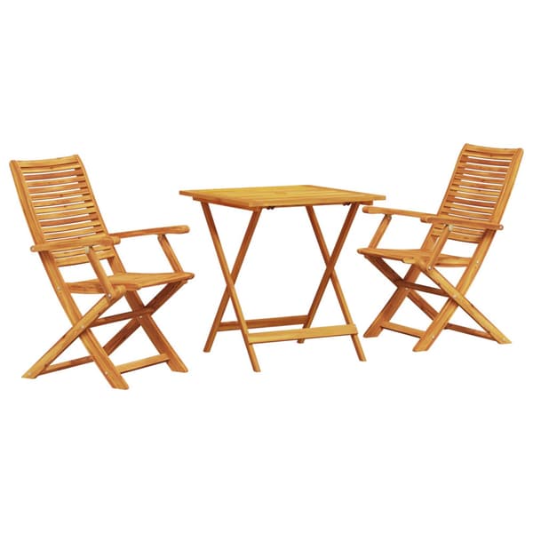 Fällbart bistroset 3 pcs Brun Massivt Akaciaträ