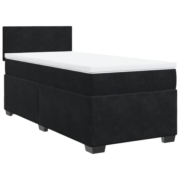 Ramsäng med madrass svart 90x200 cm sammet