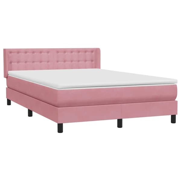 Ramsäng med madrass rosa 160x210 cm sammet