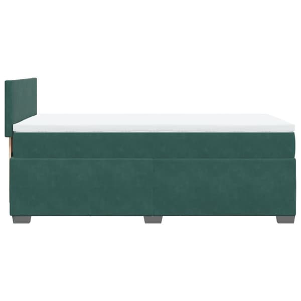 Ramsäng med madrass mörkgrön 90x190 cm sammet