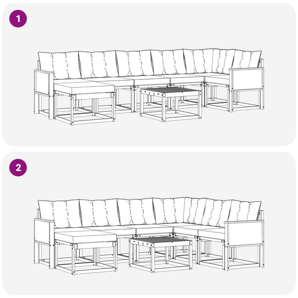 Utomhussoffset med kudde 8 pcs Naturlig och Grädde