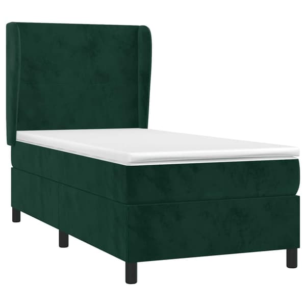 Ramsäng med madrass mörkgrön 90x200 cm sammet
