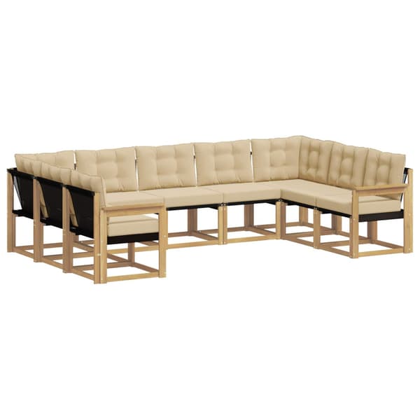 Utomhussoffset med kudde 9 pcs Vit och Beige