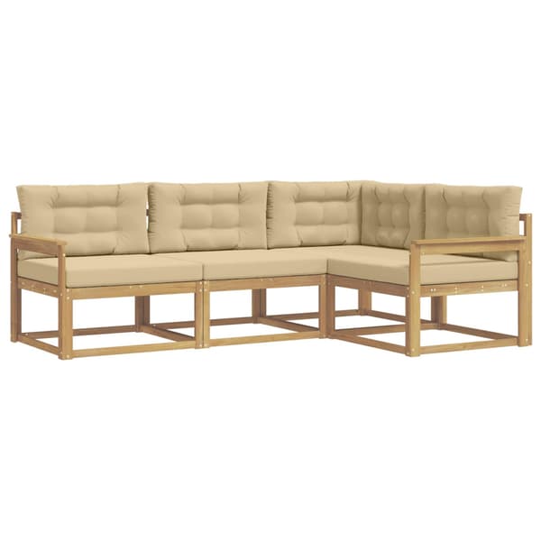 Utomhussoffset med kudde 3 pcs Vit och Beige Polyester