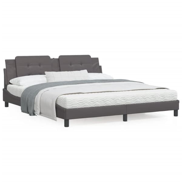 Bed Frame with LED without Mattress "Zadar" Grey 180x200 cm