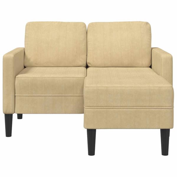 2-sitssoffa med schäslong L-formad grågrön 125 cm linne