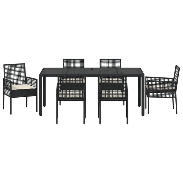 Trädgårdsmöbelset 7 pcs Svart konstrotting