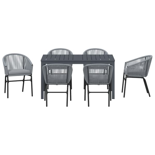 Trädgårdsmöbelset 7 pcs Grå konstrotting