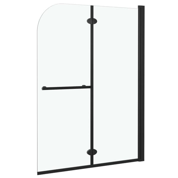 Duschvägg fällbar 2 paneler ESG 95x140 cm svart